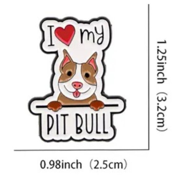 NEW! I Love My Pit Bull Dog Enamel Pin Brooch Pittie Terrier Black White Brown - Picture 4 of 5